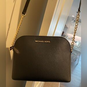 Michael Kors Cindy Dome Crossbody, Black Saffiano Leather